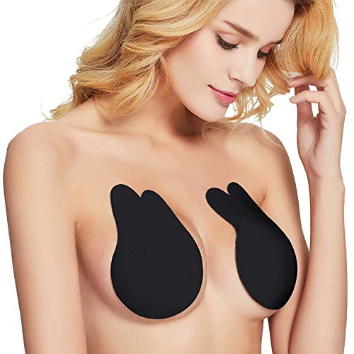 Adhesive Bra, Breast Lift Tape Silicone Breast Pasties (Black, X-Large) #TOP5