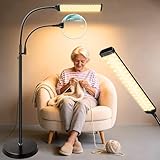 10X 30X Floor Magnifying Glass with Light and Stand, 98 LED Adjustable Floor Lamp Magnifying, 2 in 1 Lighted Magnifiers for Close Work Sewing,Crafts,Hobbies, Reading