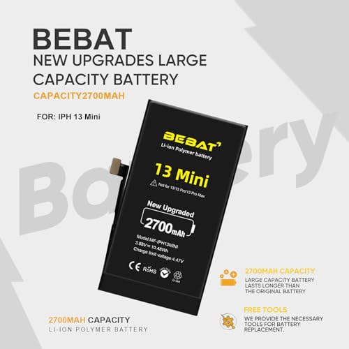 Image of Replacement for iPhone 13 MINI Battery,2700mAh High Capacity Li-ion Polymer Replacement Battery for Model A2628 A2481 A2626 A2629 with Professional Repair Tool Kits