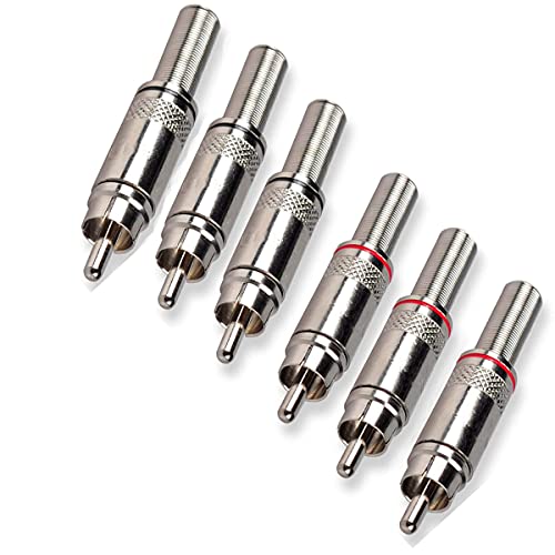 jing RCA Male Plug Screws，RCA Connector Solder Soldering Audio Video in Line Jack Adapter with Spring Strain Relief Connector (6 Pcs) image 3