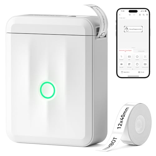 NIIMBOT Etikettendrucker D110 Upgrade, Mini Bluetooth Etikettiergerät Beschriftungsgerät Selbstklebend, Tragbares sticker drucker Label Printer mit iOS Android, Geeignet für Zuhause Schule Büro, Weiß NIIMBOT Etikettendrucker D110 Upgrade, Mini Bluetooth Etikettiergerät Beschriftungsgerät Selbstklebend, Tragbares sticker drucker Label Printer mit iOS Android, Geeignet für Zuhause Schule Büro, Weiß