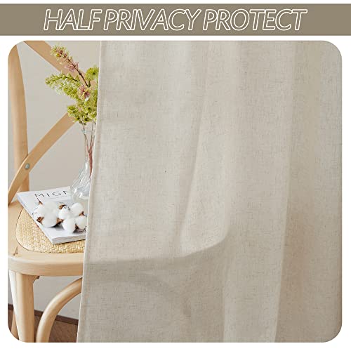 Ryb Home RYBUSCRP38SD2-5290C34 Linen Semi Sheer Curtains Flax Linen Blend Breathable Airy Window Drapes Soften Sunlight For Nursery, Hallway, Study, Home Office, Mansion, School, Hotel, W 52 X L 90 Inch, 2 Panels thumb #3