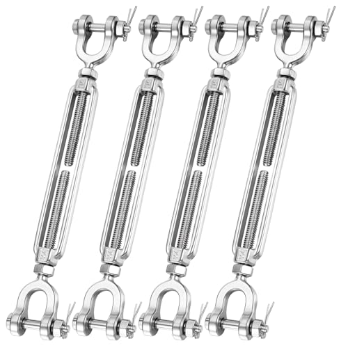 Stainless Steel Turnbuckle 1/4" x 4"(4 Pack) Jaw &amp; Jaw Turnbuckles