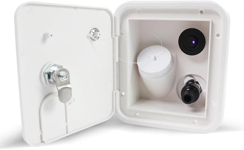 Universal White Gravity Water Hatch/Water Intake Fill Dish Lock Keys RV Hatch Trailer Camper(0100378)