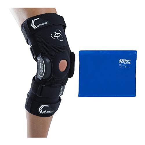 DonJoy Performance Bionic Fullstop ACL Knee Brace (Medium) and Chattanooga ColPac Reusable Gel Ice Pack Cold Therapy - Blue Vinyl - Standard - (11 in x 14 in) - Value Bundle