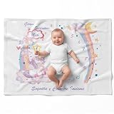 Fantalò Coperta Mesi Neonato per Foto in Italiano Unisex - Tappeto Complimese Neonata Crearicordi - Idea Regalo Nascita Bimbo Indispensabile per Neogenitori (Unicorno)