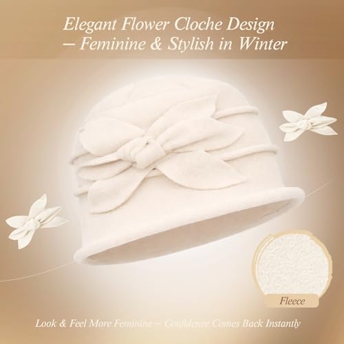 Sombrero cloche de flores para mujer miniatura 5