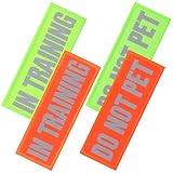 Lurrose Reflektierende Hundewesten Aufnäher „Bitte Nicht Streicheln“ 4 Stück Abnehmbare Klett Patches für Geschirr und Halsband Witterungsbeständige Trainingsetiketten für Welpen und