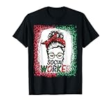 Photo Gallery social worker messy bun christmas leopard xmas maglietta Photo Gallery social worker messy bun christmas leopard xmas maglietta