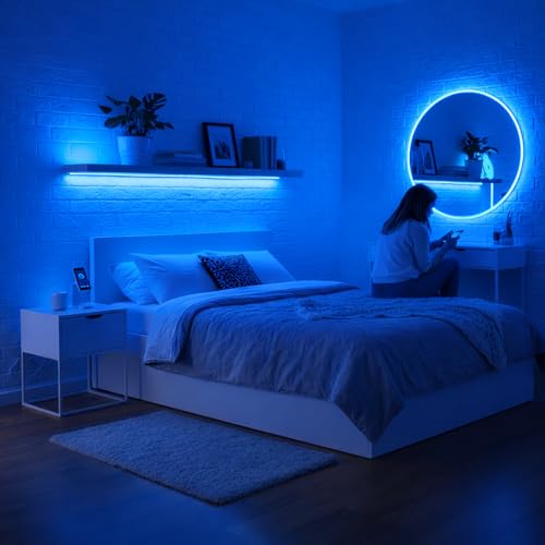 Image of Blue Neon LED Strip Light 5 Meter with Adapter | Flexible IP65 Waterproof Silicone Rope Light for Indoor and Outdoor Bedroom, Ceiling, Gaming Room, Party & Decoration