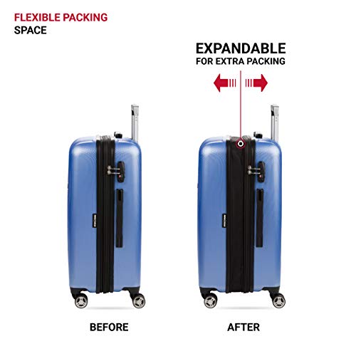 Image of SwissGear 7272 Energie Expandable Hardside Luggage with Spinner Wheels and TSA Lock, Periwinkle Blue, Checked-Medium 24-Inch