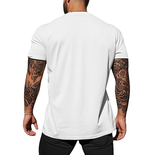 Men's Fashion Oversized T-Shirts Short Sleeve Basic Cotton Crew Neck Loose Fit Athletic Tees Tops3