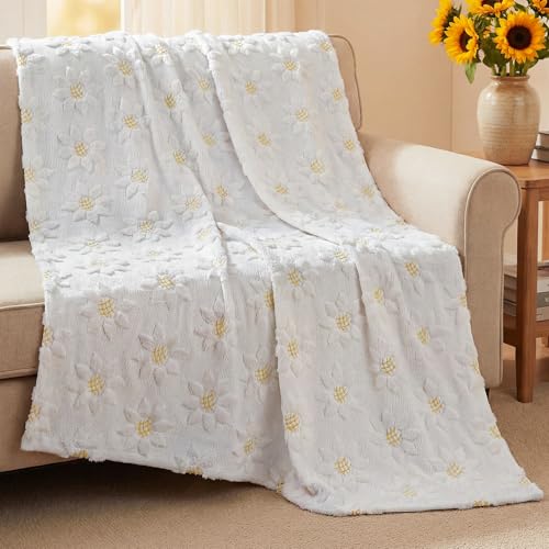 Tudomro 50''x60'' Spring Sunflower Gifts Blanket Throw 3D Embroidered Sun Flower Soft...