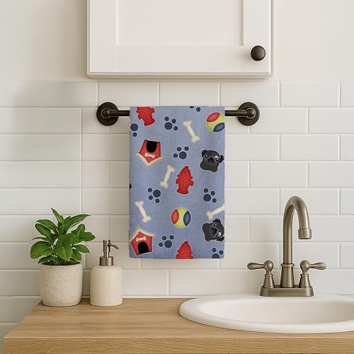 Caroline's Treasures BB4042KTWL - Asciugamano Da Cucina Con Carlino Nero, In Tessuto, Multicolore - 2