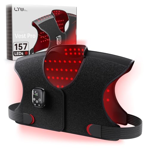 Red Light Therapy for Neck and Shoulder with 157 LEDs Wireless 660nm & 850nm Infrared Red Light Therapy Neck and Shoulder Heating Pad 5-Level Light Intensities & 4-Level Pulse Wearable Red Light Wrap