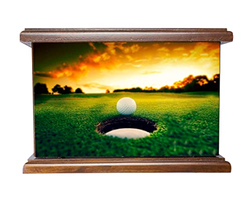 Cremation Urn, Wood Funeral Urn, Golf Wooden Urn With Personalized Engraving, Golfing #TOP3
