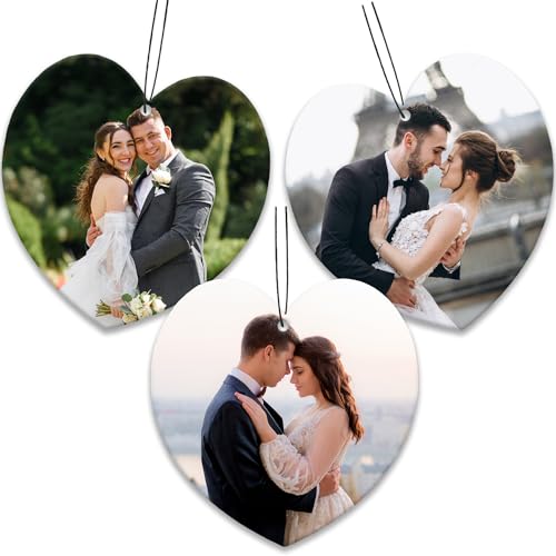 Image of Custom Air Freshener for Car, Personalized Air Fresheners, Custom Double Sided photo Air Freshener, for Wardrobe,Bathroom and Hanging Ornaments (Heart)