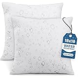 Utopia Bedding Outdoor Pillow Inserts 18 x 18 Inches (Pack of 2, White), Water Resistant Garden Throw Pillows for Patio and Porch Furniture