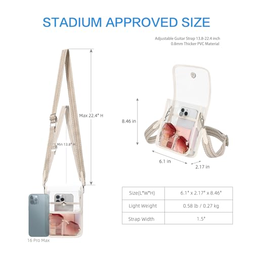 Clear Purse Bag for Women Stadium Approved, Clear Crossbody Bag for Concerts Sports Events Festivals3