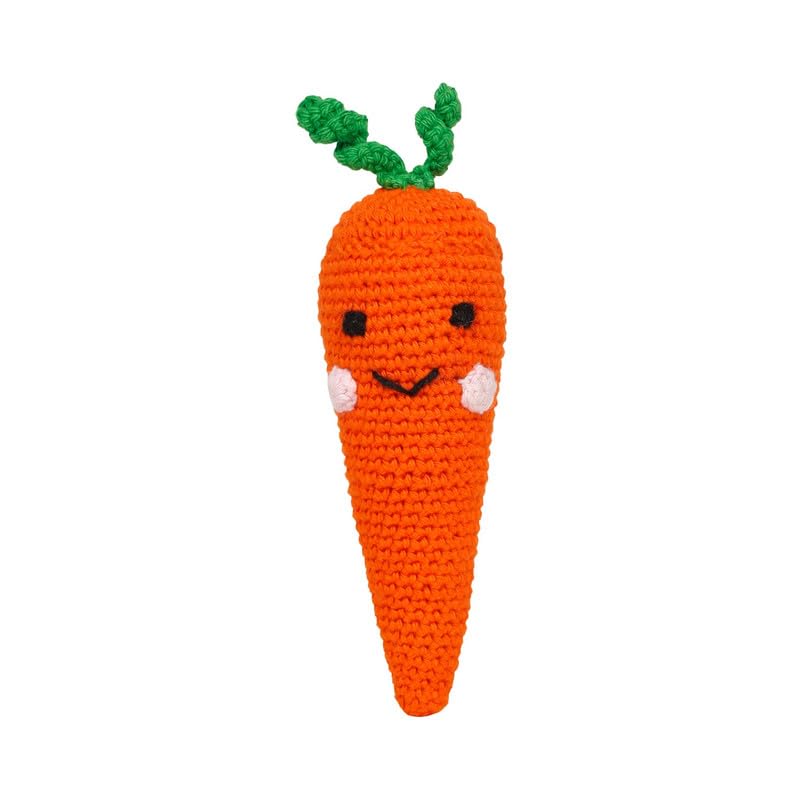Image of LITTLE GINNIE Carrot Crochet Toy for Babies | Knitted Crochet Fruit Doll for Boys & Girls | Ideal for Birthday & Return Gift for 6+ Months