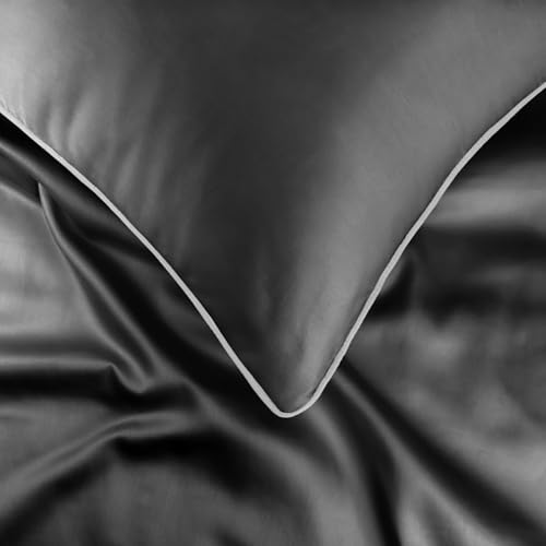 Image of Sassoon Catania Cotton Sateen Bedsheet - 400 TC, Super King Size (118 x 118) Inches, Premium Long Staple Cotton, Soft & Breathable, Fade Resistant - 1 Bedsheet with 2 Pillow Covers,Color- Stone