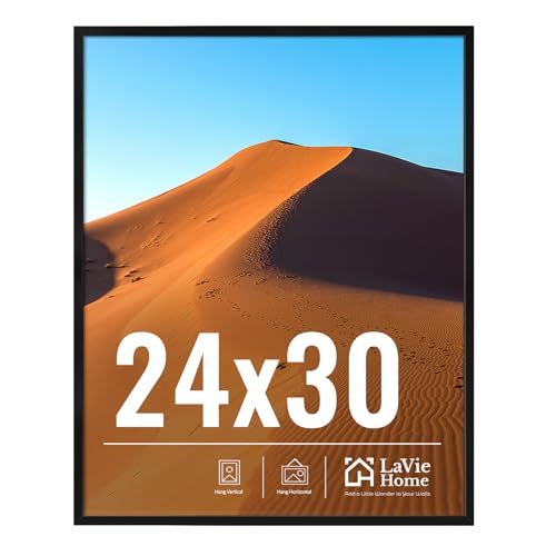 Image of LaVie Home 24x30 Picture Frame for Wall Display, 24x30 Black Picture Frame with HD Plexiglas, 24 x 30 Poster Frame 1 Pack, Display Frame for Vertical or Horizontal, Classic Collection