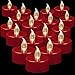 LED Tea Lights Flameless Candles: Battery Operated Bulk 24-Pack Realistic and Bright Flickering Long Lasting 200 Hours Electric Tealight Candles for Home Decor Halloween Christmas Wedding (Red)