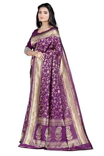 Image of Women's Banarasi Saree Pure Kanjivaram Silk Saree Soft Party Saree collections With Blouse Piece for Wedding saree