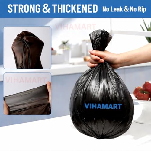 Image of Pack of 3 (90 Bags) Biodegradable Dustbin Bags - Small 17x19 Inch Garbage Bags | Tear-Resistant, Disposable Bin Liners for Home, Office & Kitchen