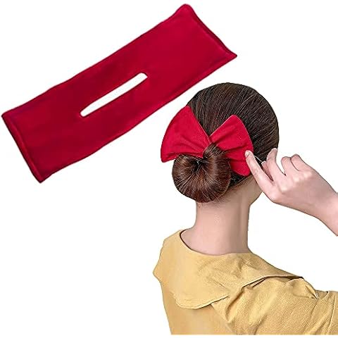 Deft Bun for Hair, Magic Hair Bun Shapers Hair Bands French Twist Buns Maker, Classy Multi-color Cloth Magic Clip, Reusable Bun Crown Hair Styling Braiding Accessories for Women Girls (Red) Cover