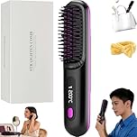 2026 Brosse Pour Cheveux Courts,Cordless Ceramic Heated Hair Straightening Comb For Short Hair,Usb Rechargeable Portable Wireless Mini Hair Straightening Brush,3 Heat Settings & Led Screen (Black)