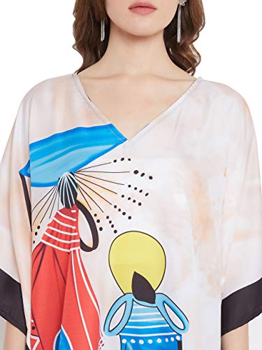 Image of Oussum Plus Size Kaftan Dresses for Women, Polyester Summer Caftan Cover Up Maxi Beach Dress, 1X-3X