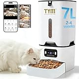 TYM Automatic Cat Feeder with Camera, 5G WiFi Auto Cat Dog Food Dispenser with APP Remote Control, 7L Large Food Storage for Multiple Pets, Scheduled Feeding, Stainless Steel Bowl, Easy Clean