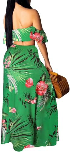 Image of Sexy Two Piece Sets for Women Vacation Elegant Sleeveless Top Long Split Maxi Dress Beach Swimwear