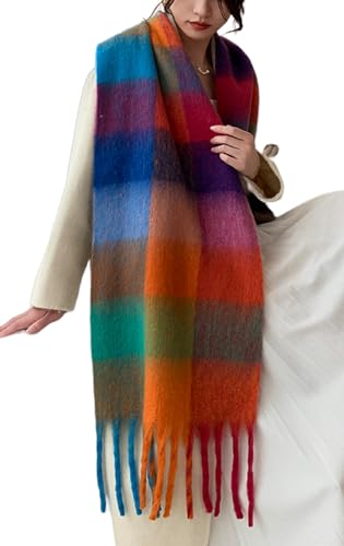 Wander Agio Winter Women Warm Scarf Long Shawl Large Scarves Cold Weather Thick Blanket Scarfs Colorful Plaid3