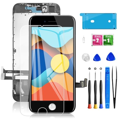 Mobkitfp for iPhone 8/SE2020 2nd Generation Screen Replacement Black 4.7 inch 3D Touch LCD Screen Digitizer Front Display Full Assembly with Waterproof Seal+Tempered Glass+Repair Tools
