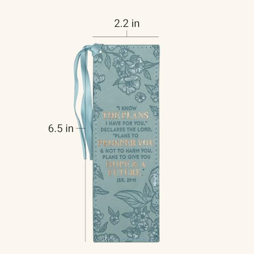 Image of Christian Art Gifts Faux Leather Scripture Bookmark: Jeremiah 29:11