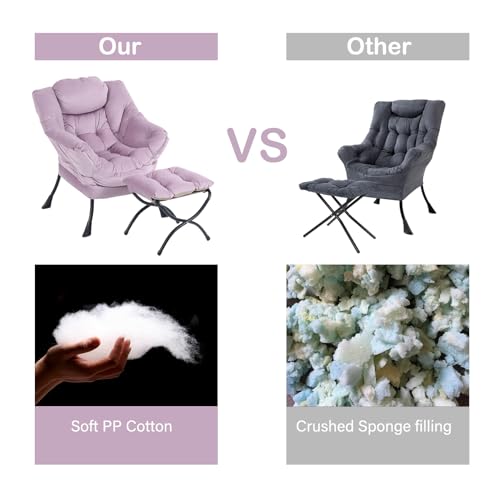 Image of LITA Lazy Chair with Ottoman, Comfy Accent Reading Chair