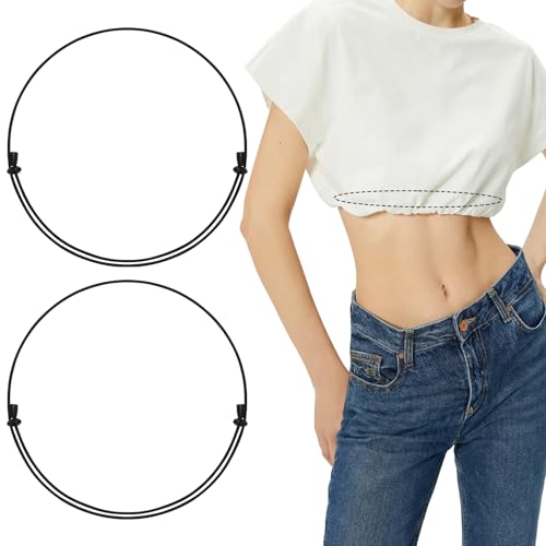 XZQTIVE 2Pcs Invisible Elastic Waist Tuck Band for Women Adjustable Stretch Belt for Tightening/Shortening Shirts Sweater Top