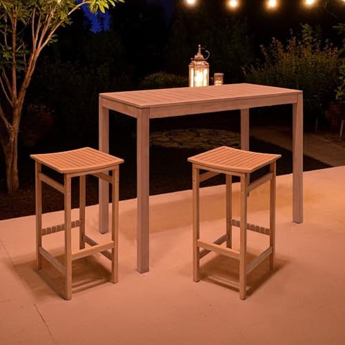 Table de bistrot en eucalyptus massif FSC durable et résistante - 3