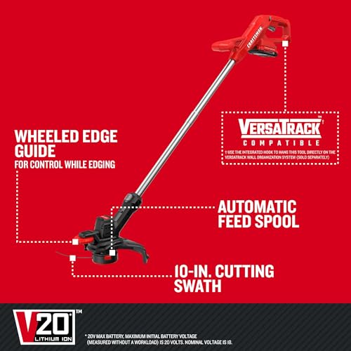 Image of CRAFTSMAN V20 Cordless 10 in. WEEDWACKER String Trimmer and Edger Kit with 2.0 Ah Battery and Charger (CMCST915D1)