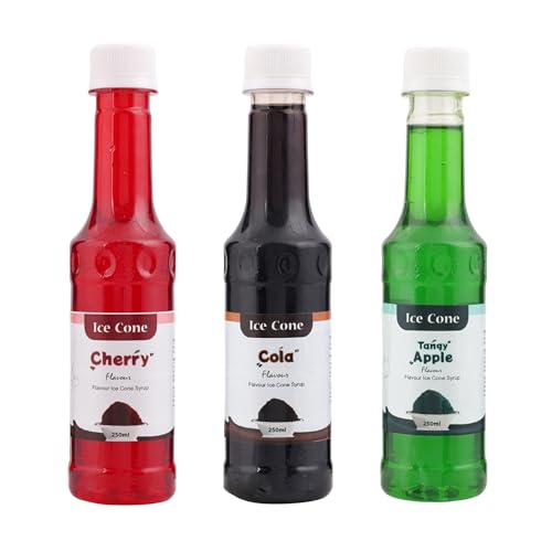 Sirup für Ice Cone, Mixed Popular Flavour Sirups, kann mit All Slush| verwendet werden Slushie-Maschinen spritzig Apfel, Cola, Kirsche je 250 ml (3er Pack)