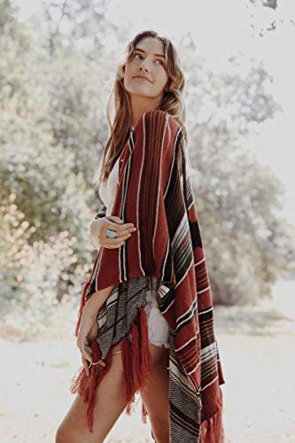 TD Collections Bohemian Cow Skull Serape Ruana for women long open front winter cardigan women wrap poncho shawl2