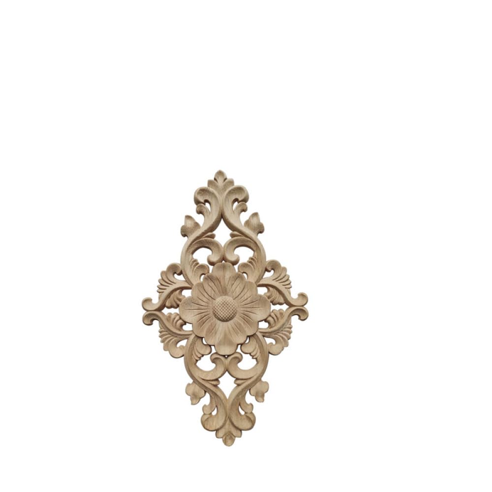 Tallado en madera floral natural MD,0001 de 15x21cm para esquinas de muebles