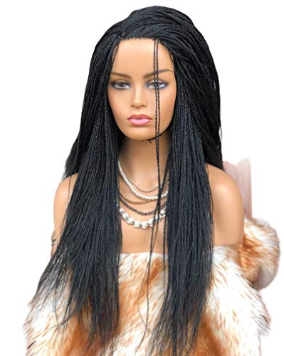 Vuzi Wigs Factory - Braided Wigs, Micro Twists, Hand Braided Wigs, 22 inches, 2x4, Synthetic Hand Braided Wigs, Micro Million twist - Black