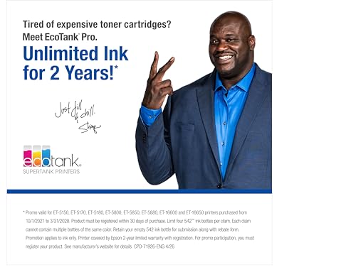 Image of Epson EcoTank Pro ET-5850 Wireless Color All-in-One Supertank Printer with Scanner, Copier, Fax and Ethernet, White