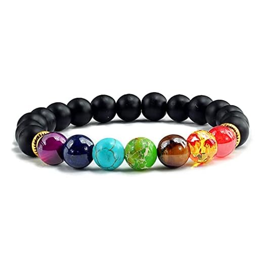 JIUXIAO 7 Chakra natursten 8 mm pärlor armband män onyx tigeröga lava energiarmband reiki helande yoga Buddha smycken för kvinnor – svart matt, Kina