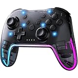 Twylyte Switch コントローラー ワイヤレス Proコン Switch1/2/Lite/OLED/PC/iPhone/Android対応 7色RGBライト ターボ連射 振動調整 スリープ解除ワンタッチ 人間工学設計 長時間プレイ