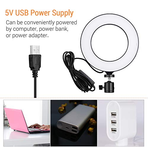 Sangmei 16cm / 6inch Mini LED Ring Light Fill-in Lamp Alimentado por USB 3 modos de iluminação 11 ní