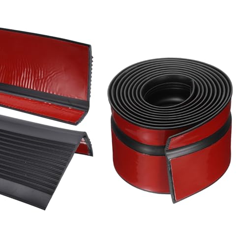 QUARKZMAN Stufenkantenschutz, rutschfeste Treppenkante, selbstklebende Treppenstufenleisten für den Innen- und Außenbereich, Zuhause, Büro, Schwarz (2,2 m)